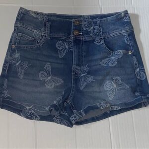 NoBo No Boundaries Butterfly High Rise Denim Cuffed Shorts Juniors Size  13